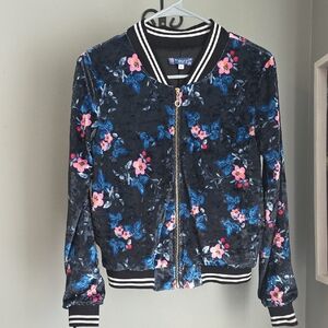 Truly Me Velvet Bomber Jacket with Floral Print Girl's Size XL